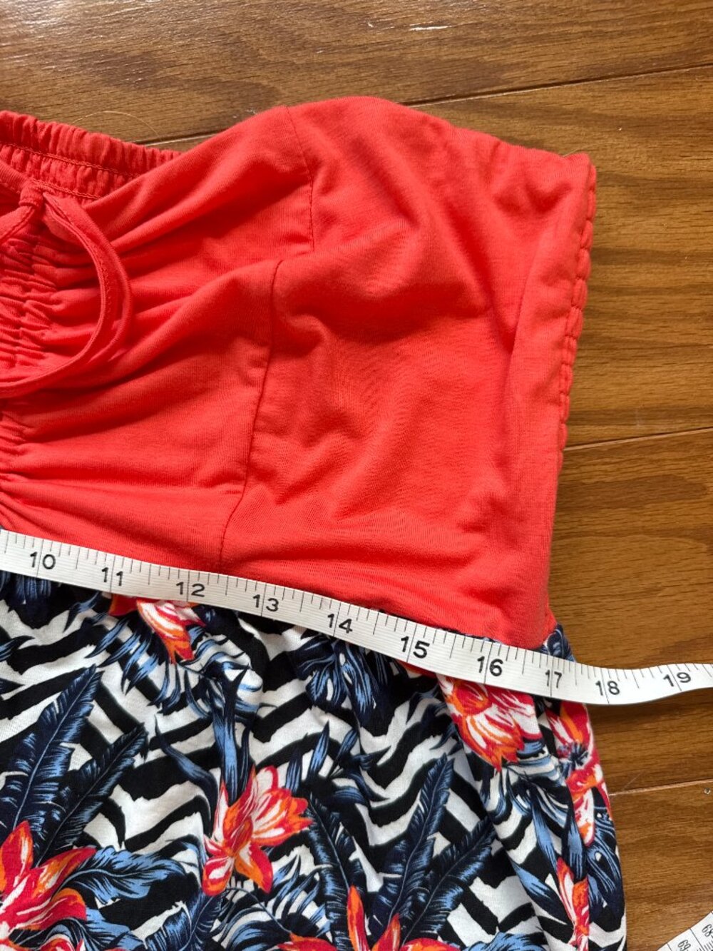 Ripzone Strapless Tropical Print Dress | Coral Floral Hi-Low Hem - Picture 6 of 6